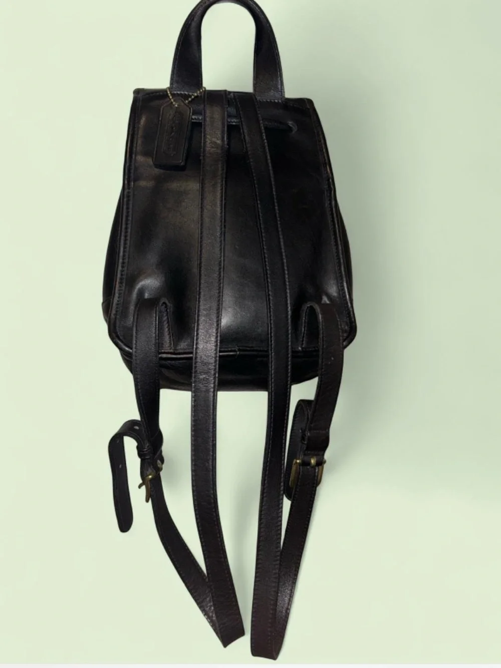 VTG COACH 9960 Black Leather Backpack Turnlock